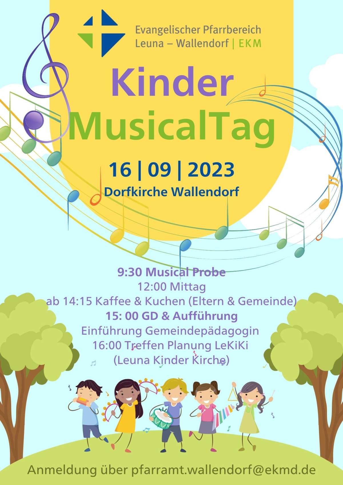 Einladung zum Kinder-Musical-Tag in Wallendorf am 16. September 2023