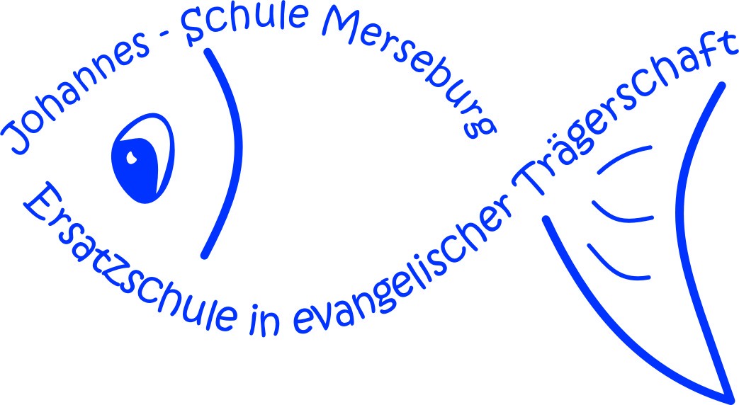 Logo der Evangelischen Johannes-Schule Merseburg - der Name in Fischform